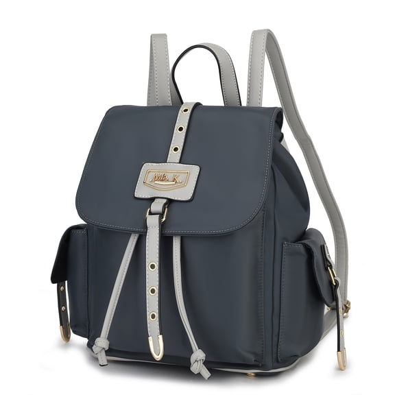 MKF Collection Paula Vegan Leather Women's Backpack, Functional Bookbag Purse Handbag by Mia K - Charcoal Light Gray