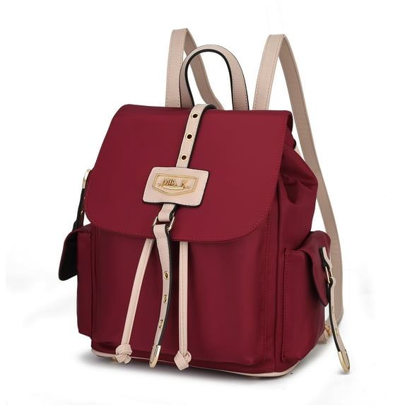 MKF Collection Paula Vegan Leather Women's Backpack, Functional Bookbag Purse Handbag by Mia K - Wine Blush