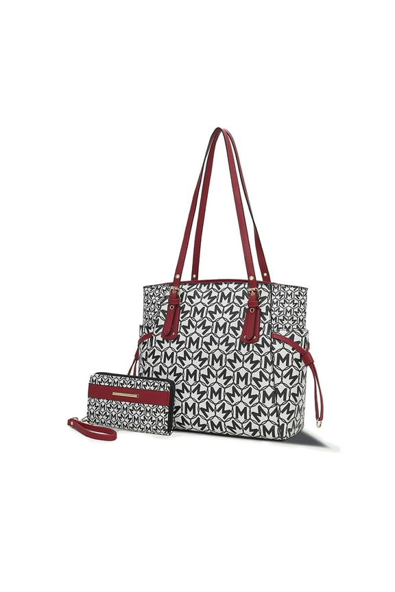 Pauline Women’s Vegan Leather Tote Bag with Wallet by Mia K-Red