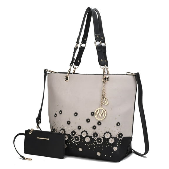 MKF Collection Petra Women's Tote Bag, Fashionable Shoulder Purse Handbag & Wristlet 2 pcs by Mia K - Black