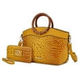 thumbnail image 1 of MKF Collection Phoebe Faux Crocodile-Embossed Vegan Leather Women's Tote Bag & Wristlet Wallet Bag, Stylish Top Handle Purse Handbag 2 pcs by Mia K - Yellow, 1 of 6