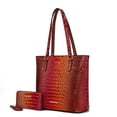 thumbnail image 1 of MKF Collection Piper Women's Tote Bag, Gradient Crocodile Vegan Leather Handbag Purse by Mia K - Coral Red, 1 of 6