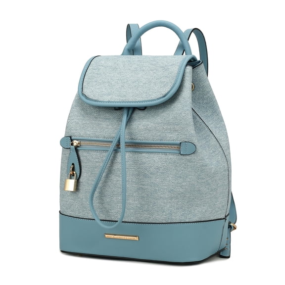 MKF Collection Porsha Backpack for Women, Vegan Leather Drawstring Daypack for Travel and School by Mia K - Denim Blue