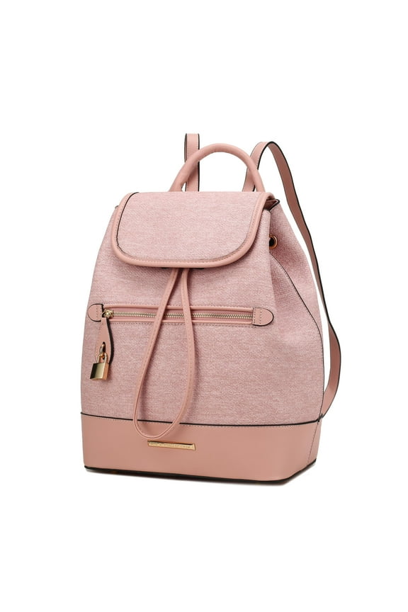 Porsha Backpack for Women, Vegan Leather Drawstring Daypack for Travel and School by Mia K - Pink
