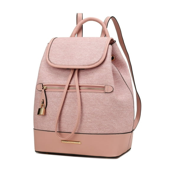 MKF Collection Porsha Backpack for Women, Vegan Leather Drawstring Daypack for Travel and School by Mia K - Pink