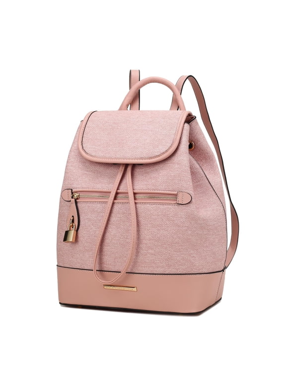 Porsha Backpack for Women, Vegan Leather Drawstring Daypack for Travel and School by Mia K - Pink