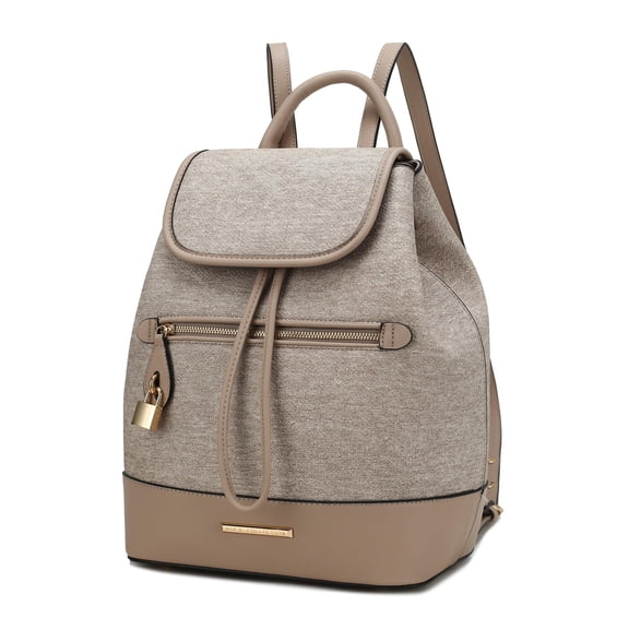 MKF Collection Porsha Backpack for Women, Vegan Leather Drawstring Daypack for Travel and School by Mia K - Taupe Beige