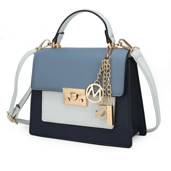 MKF Collection Quinzel Vegan Leather Women's Shoulder Bag, Trendy Crossbody Purse Handbag by Mia K - Navy