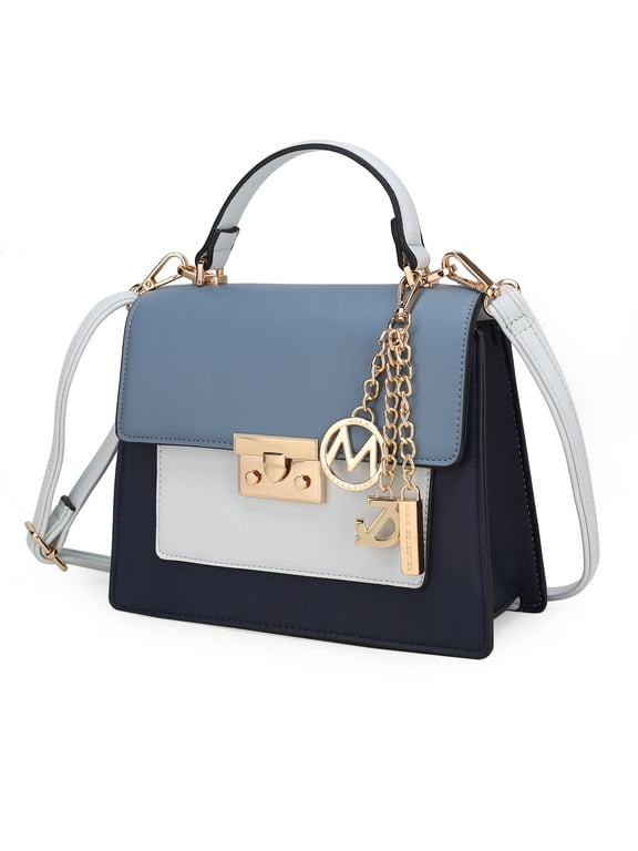 Quinzel Vegan Leather Women's Shoulder Bag, Trendy Crossbody Purse Handbag by Mia K - Navy