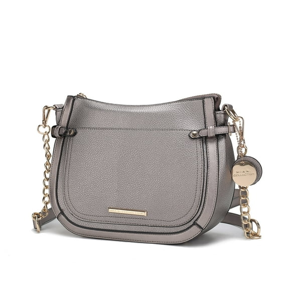 MKF Collection Raelynn Vegan Leather Women's Shoulder Bag, Stylish Crossbody Purse Handbag by Mia K - Pewter
