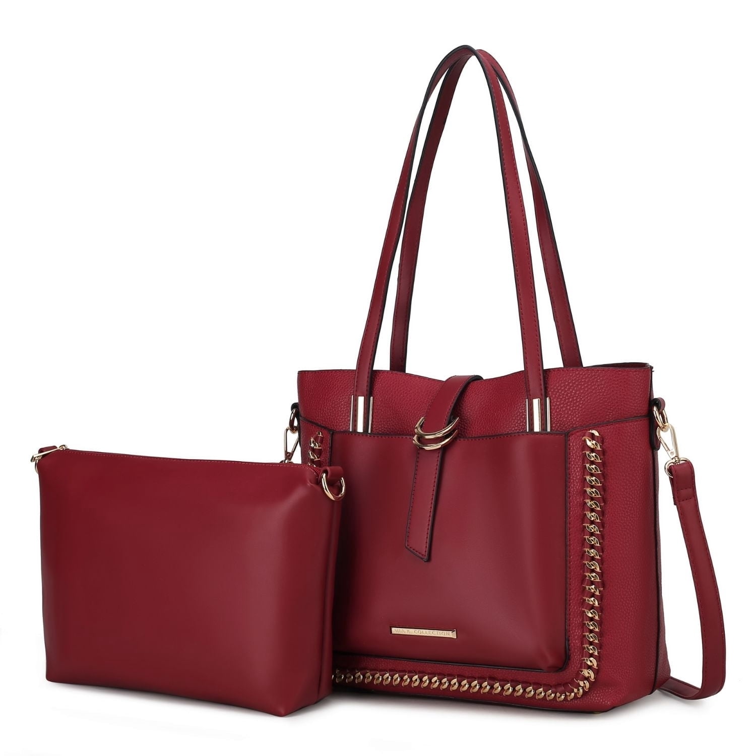 MKF Collection Vegan Leather Crossbody Bag - With Card Holder & Pouch Set, Adjustable Strap, 8.2x4in - View #7