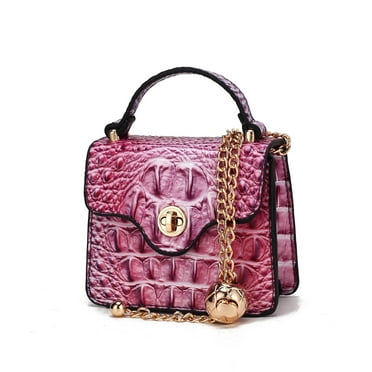 MKF Collection River Women's Crossbody Bag, Gradient Crocodile Vegan Leather Handbag by Mia K - Pink