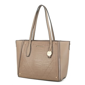MKF Collection Robin Vegan Leather Women's Tote Bag, Shopper Shoulder Purse Handbag by Mia K - Taupe