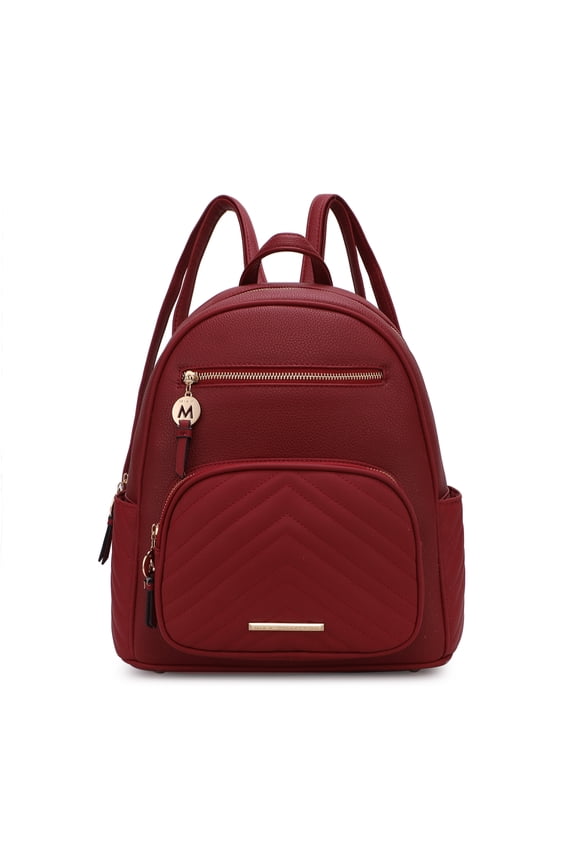 Romana Vegan Leather Women's Backpack, Functional Bookbag Purse Handbag by Mia K - Red