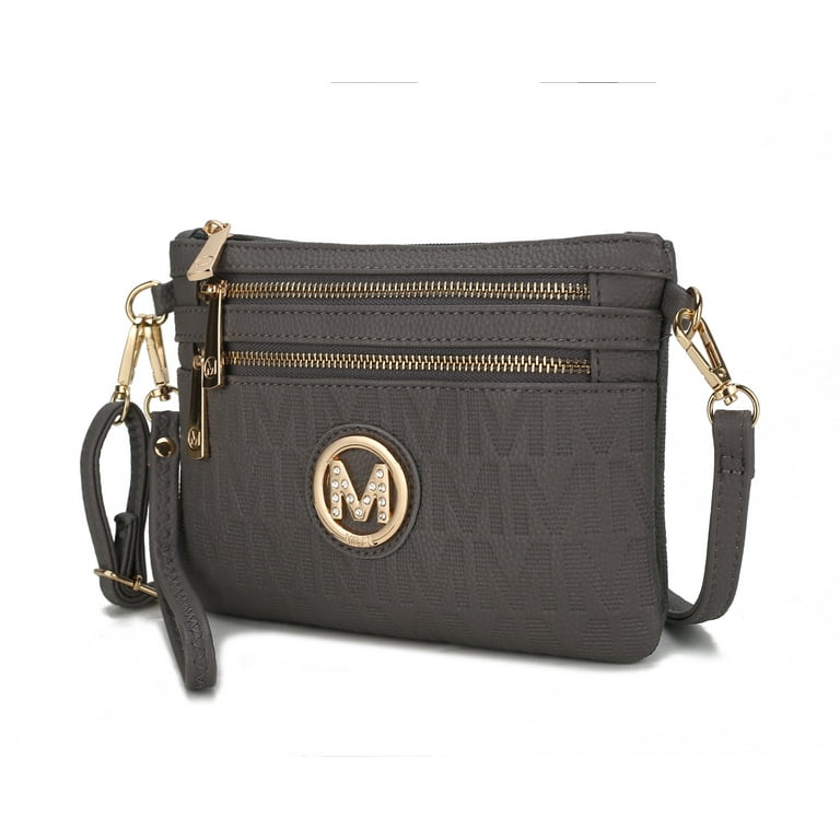 MKF Collection Roonie Milan M Signature Women s Crossbody Bag Designer Wristlet Handbag by Mia K Gray