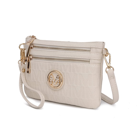 MKF Collection Roonie Signature Women's Crossbody Bag, Vegan Leather Wristlet Purses and Handbag by Mia K - Beige