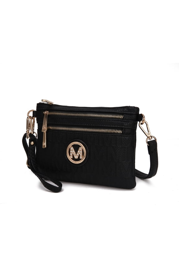 Roonie Signature Women's Crossbody Bag, Vegan Leather Wristlet Purses and Handbag by Mia K - Black