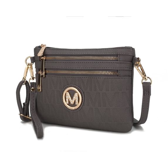 MKF Collection Roonie Signature Women's Crossbody Bag, Vegan Leather Wristlet Purses and Handbag by Mia K - Gray
