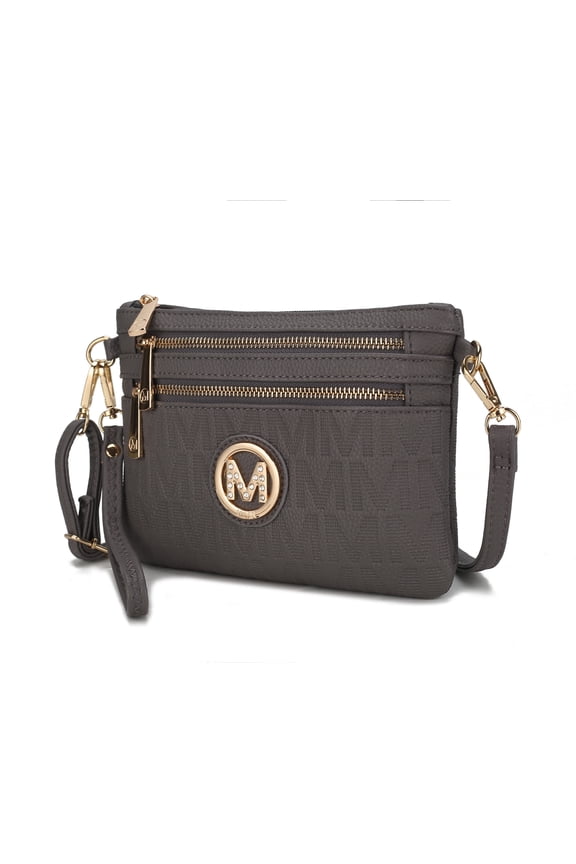 Roonie Signature Women's Crossbody Bag, Vegan Leather Wristlet Purses and Handbag by Mia K - Gray