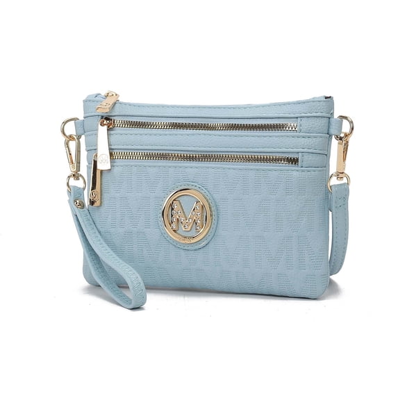 MKF Collection Roonie Signature Women's Crossbody Bag, Vegan Leather Wristlet Purses and Handbag by Mia K - Light blue