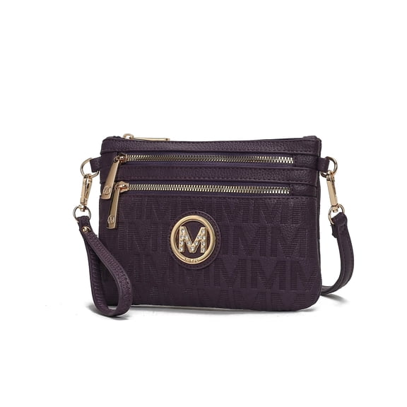 MKF Collection Roonie Signature Women's Crossbody Bag, Vegan Leather Wristlet Purses and Handbag by Mia K - Purple
