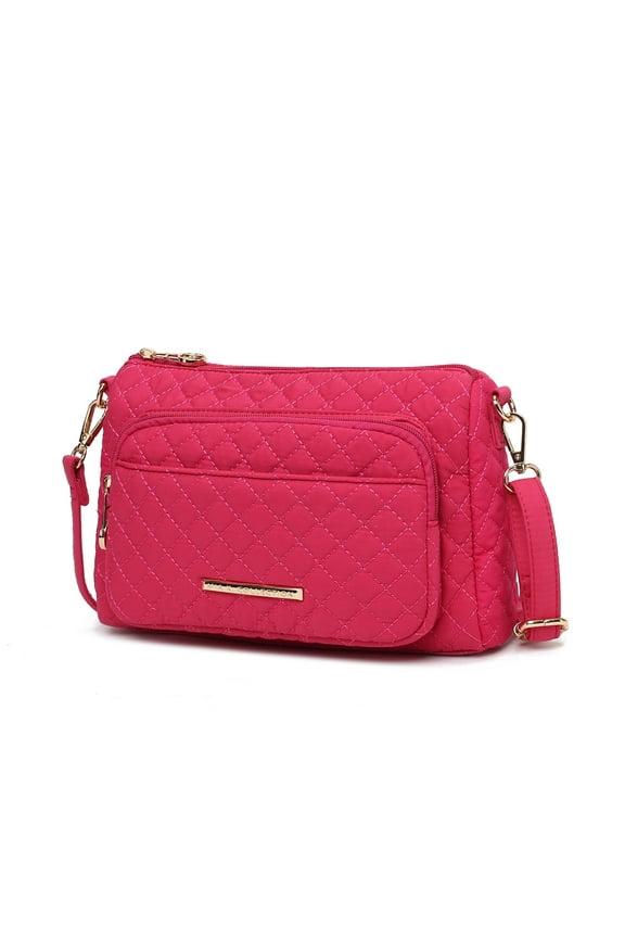 Rosalie Shoulder Bag Solid Handbag Quilted Cotton Women’s Crossbody Bag by Mia K - Fuchsia Pink