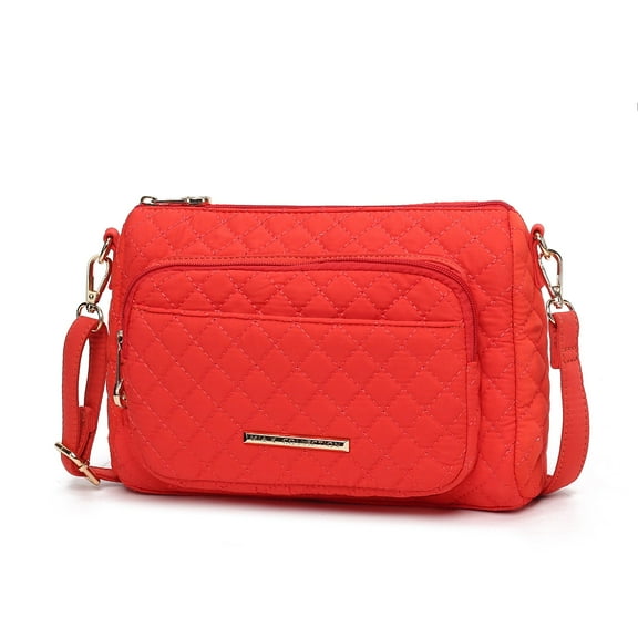 MKF Collection Rosalie Shoulder Bag Solid Handbag Quilted Cotton Women’s Crossbody Bag by Mia K - Orange
