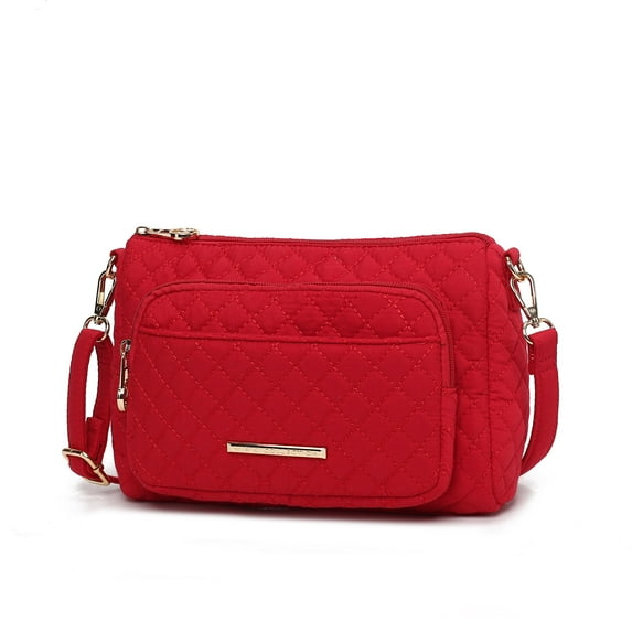 MKF Collection Rosalie Shoulder Bag Solid Handbag Quilted Cotton Women’s Crossbody Bag by Mia K - Red