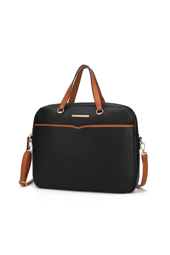 Rose Women Briefcase Bag Vegan Leather by Mia K - Black