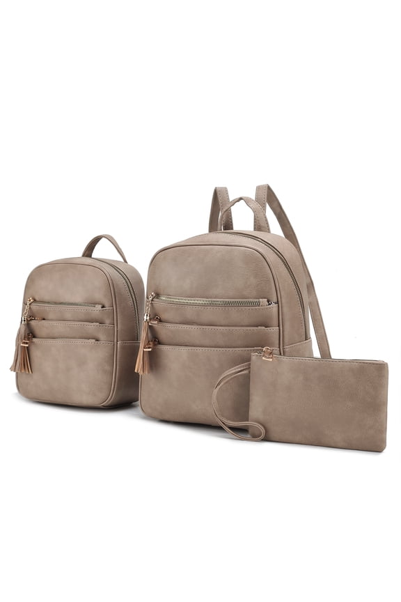 Roxane Vegan Leather Women's Backpack, Elegant Bookbag Purse Handbag by Mia K - Stone