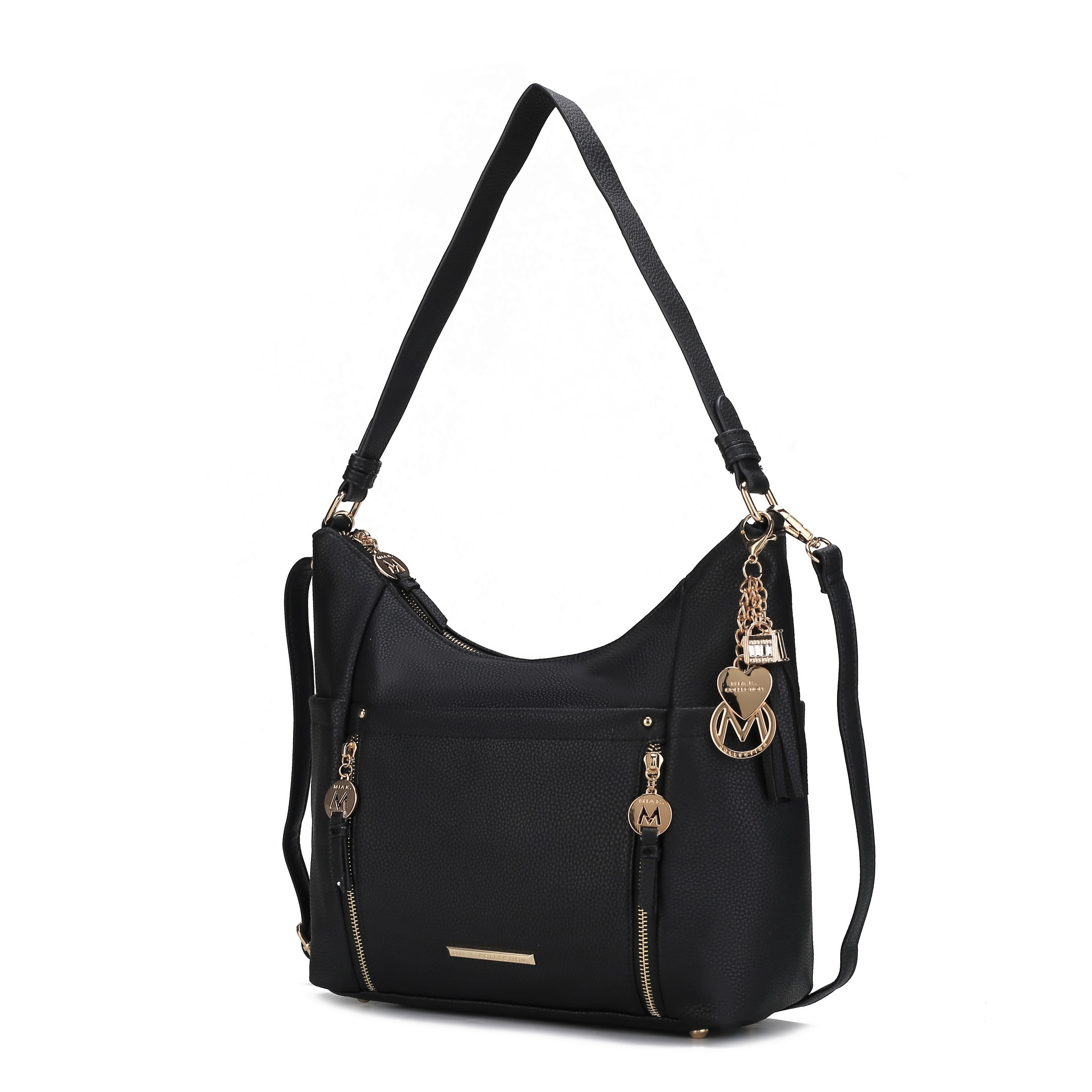 MKF Collection Ruby Vegan Leather Women's Shoulder Bag, Elegant Hobo Purse Handbag by Mia K - Black
