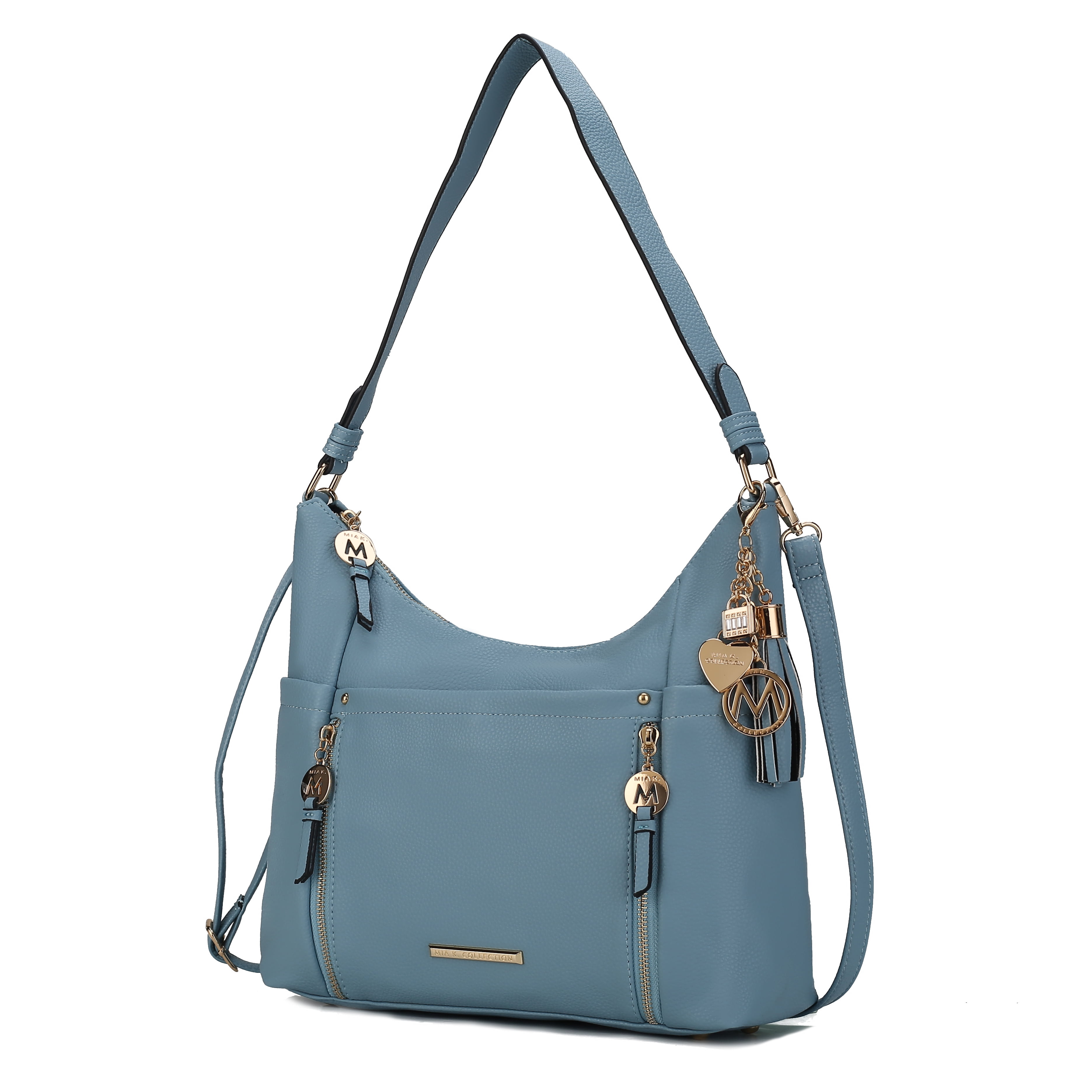 MKF Collection Ruby Vegan Leather Women's Shoulder Bag, Elegant Hobo Purse Handbag by Mia K - Denim