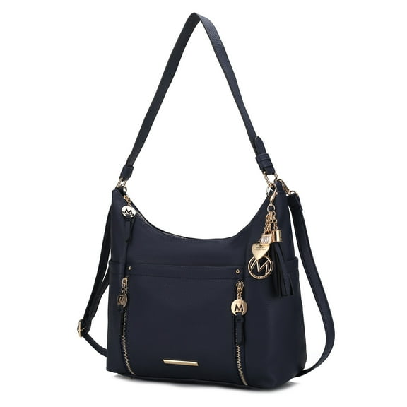 MKF Collection Ruby Vegan Leather Women's Shoulder Bag, Elegant Hobo Purse Handbag by Mia K - Navy