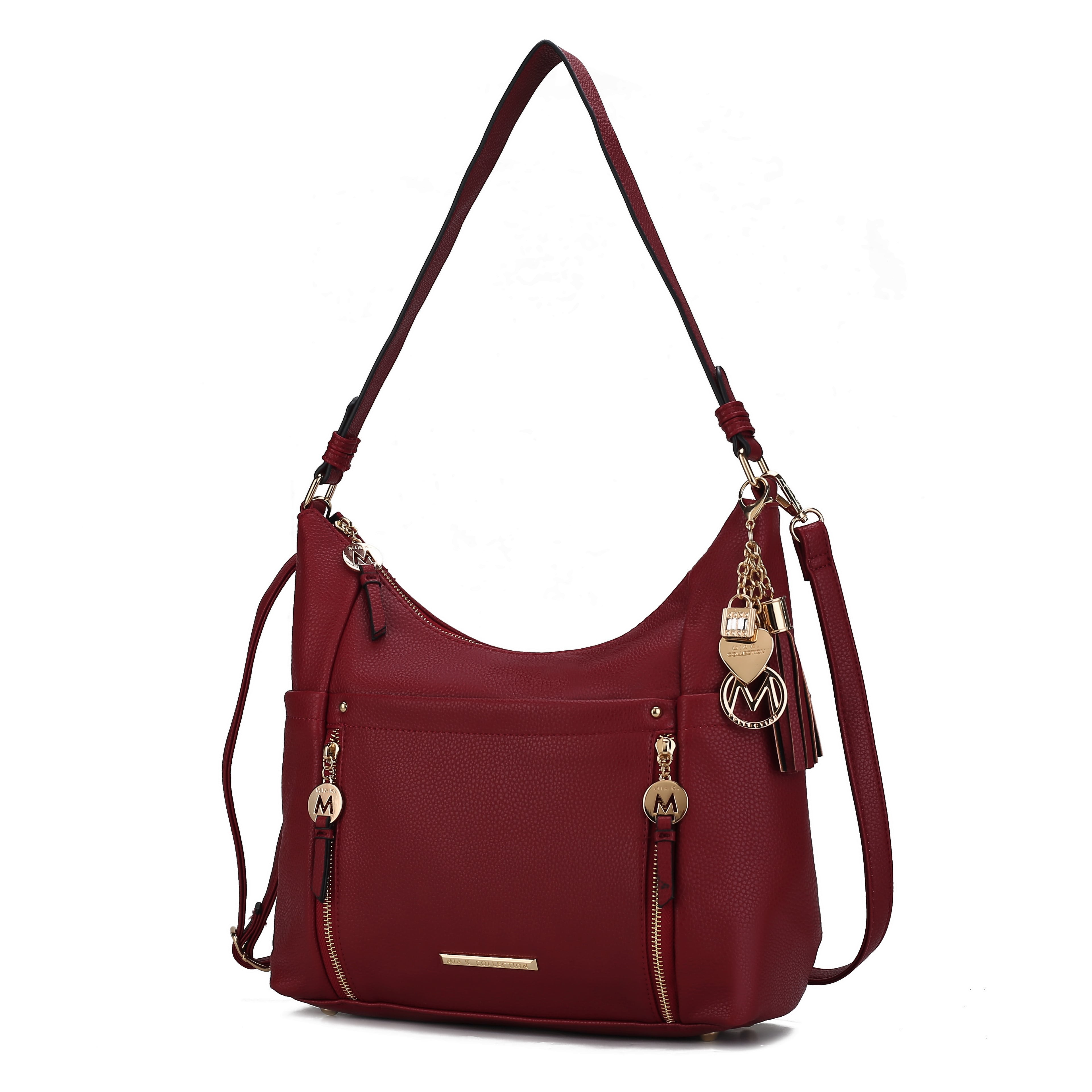 MKF Collection Ruby Vegan Leather Women's Shoulder Bag, Elegant Hobo Purse Handbag by Mia K - Red