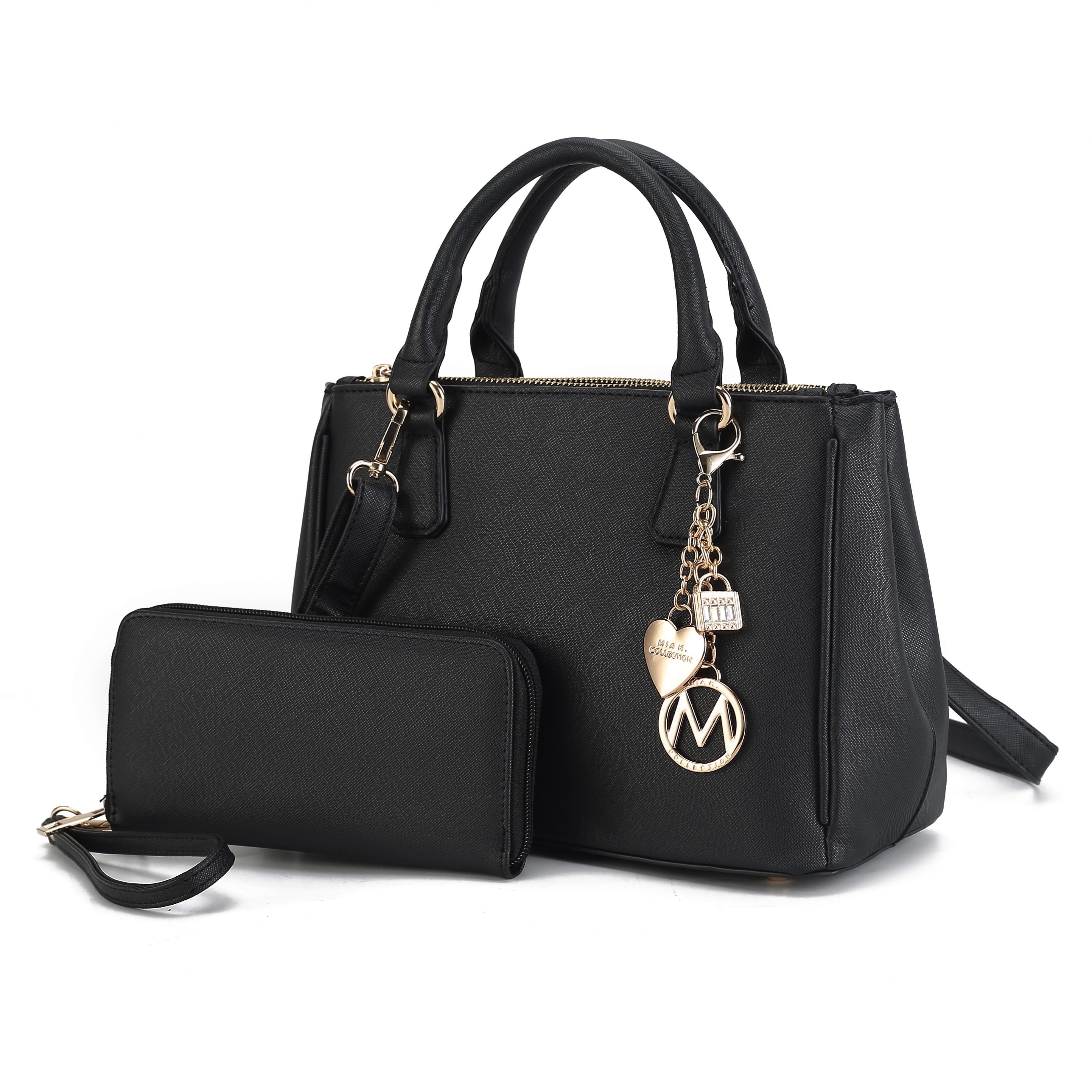 MKF Collection Ruth Women's Satchel Bag with Wallet, Vegan Leather Handbag Purse by Mia K- Black