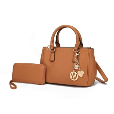 MKF Collection Ruth Women's Satchel Bag with Wallet, Vegan Leather Handbag Purse by Mia K- Camel Brown
