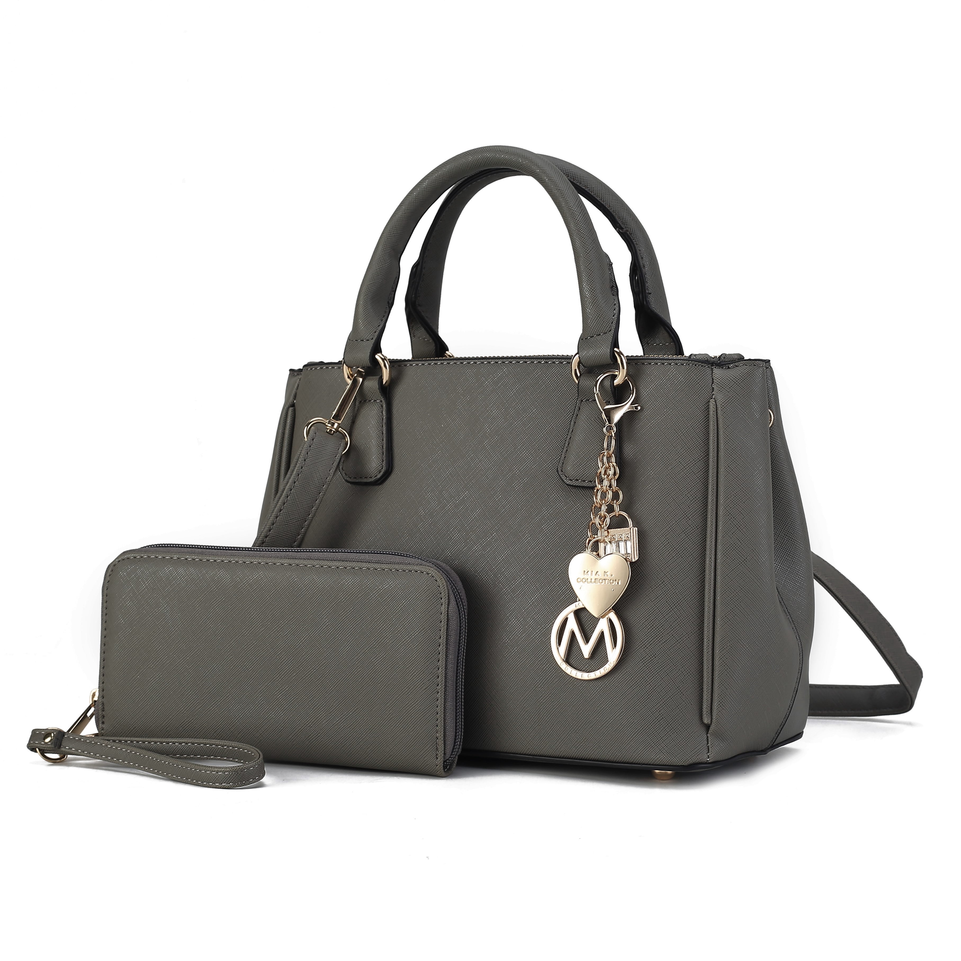 MKF Collection Ruth Women's Satchel Bag with Wallet, Vegan Leather Handbag Purse by Mia K- Charcoal