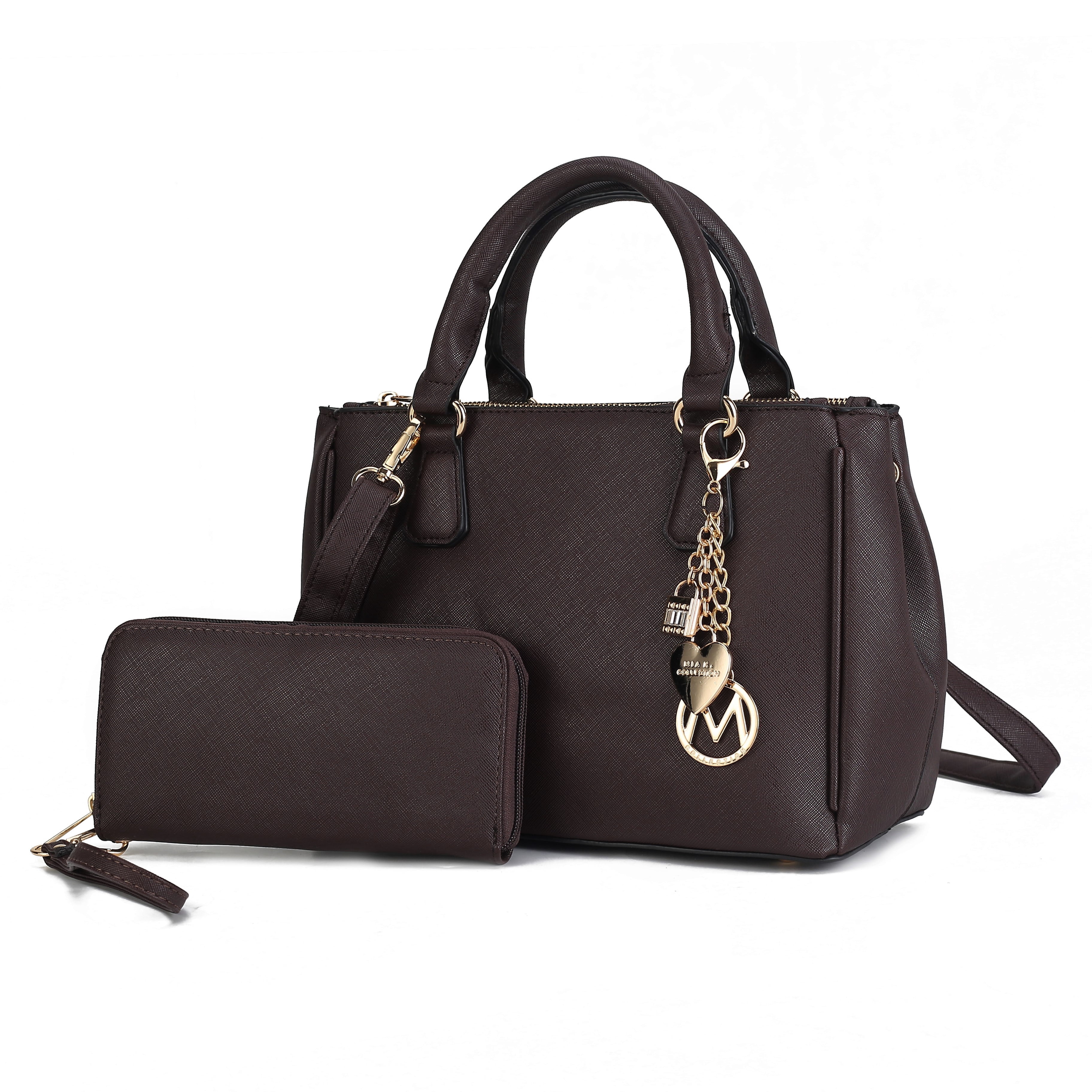 MKF Collection Ruth Women's Satchel Bag with Wallet, Vegan Leather Handbag Purse by Mia K- Coffee Brown