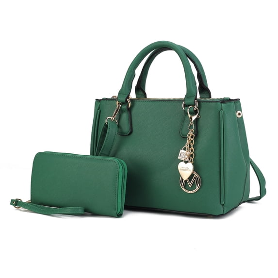 MKF Collection Ruth Women's Satchel Bag with Wallet, Vegan Leather Handbag Purse by Mia K- Green