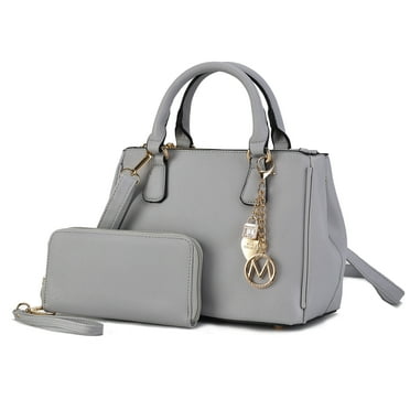 MKF Collection Ruth Women's Satchel Bag with Wallet, Vegan Leather Handbag Purse by Mia K- Light Gray