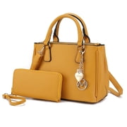 MKF Collection Ruth Womens Satchel Bag with Wallet, Vegan Leather Handbag Purse by Mia K- Mustard Yellow