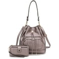 thumbnail image 1 of MKF Collection Ryder Vegan Leather Women's Shoulder Bag, Sleek Bucket Handbag & Wristlet Wallet by Mia K - Pewter, 1 of 9