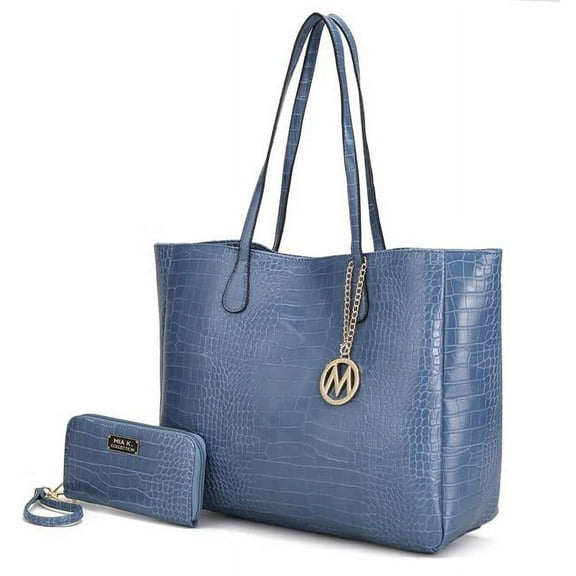 MKF Collection Sadie Oversize Tote Bag & Wallet Set, Crocodile Vegan Leather Shoulder bag Handbag by Mia K
