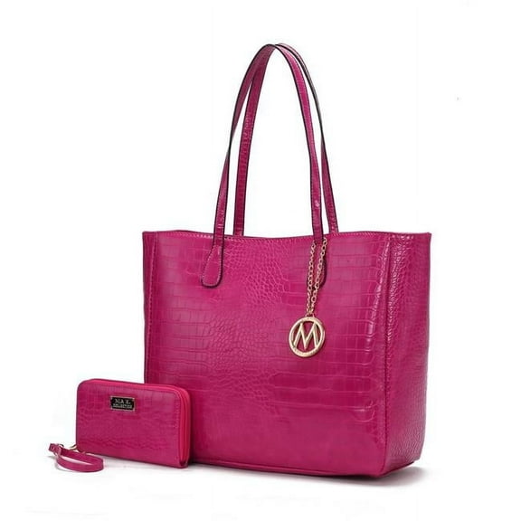 MKF Collection Sadie Oversize Tote Bag & Wallet Set, Crocodile Vegan Leather Shoulder bag Handbag by Mia K