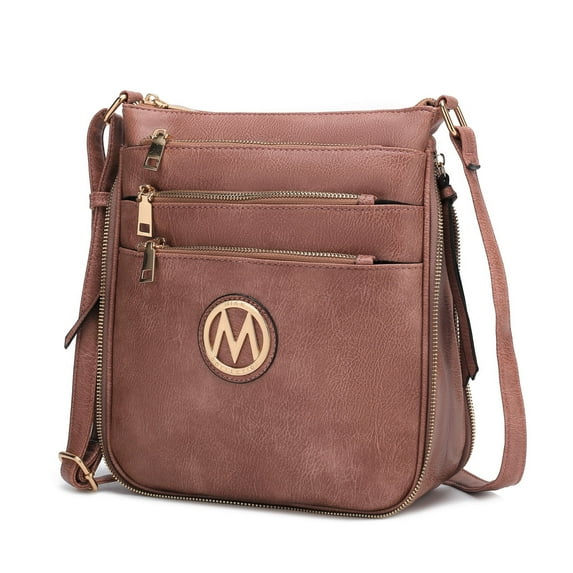 MKF Collection Salome Expandable Multi-Compartment Crossbody Bag for Women Stylish Vegan Leather Purse by Mia K- Dusty Rose