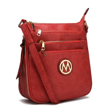 MKF Collection Salome Expandable Multi-Compartment Crossbody Bag for Women Stylish Vegan Leather Purse by Mia K- Red