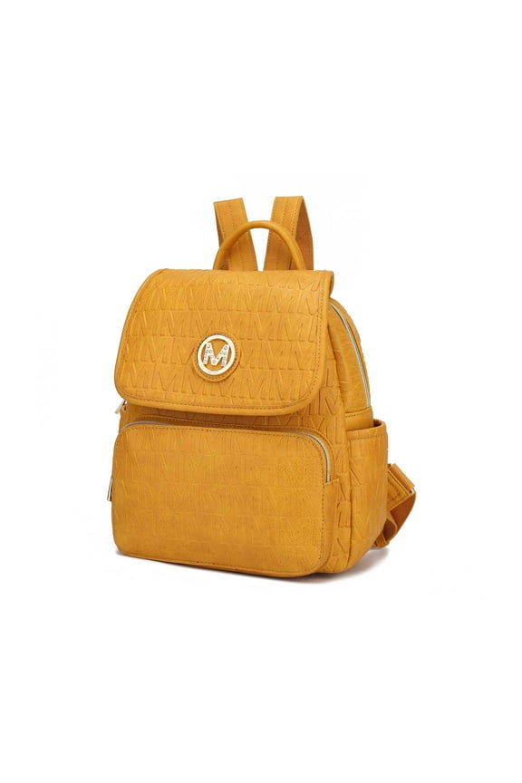 Samantha Women's Backpack Vegan Leather Top-Handle Travel Daypack by Mia K - Mustard