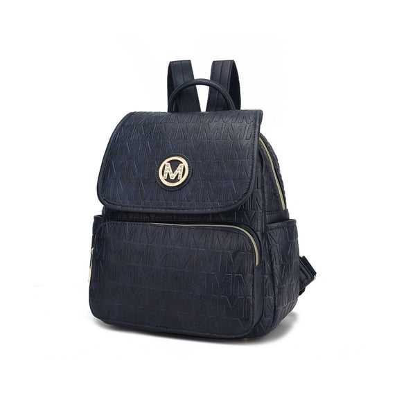 MKF Collection Samantha Women's Backpack Vegan Leather Top-Handle Travel Daypack by Mia K - Navy
