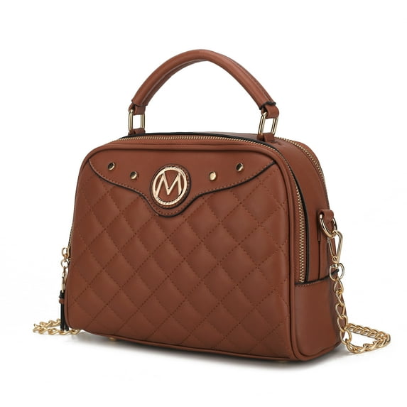 MKF Collection Samira Vegan Leather Women's Satchel Bag, Designer Crossbody Purse Handbag by Mia K - Brown