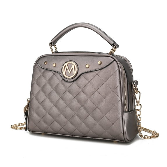 MKF Collection Samira Vegan Leather Women's Satchel Bag, Designer Crossbody Purse Handbag by Mia K - Pewter